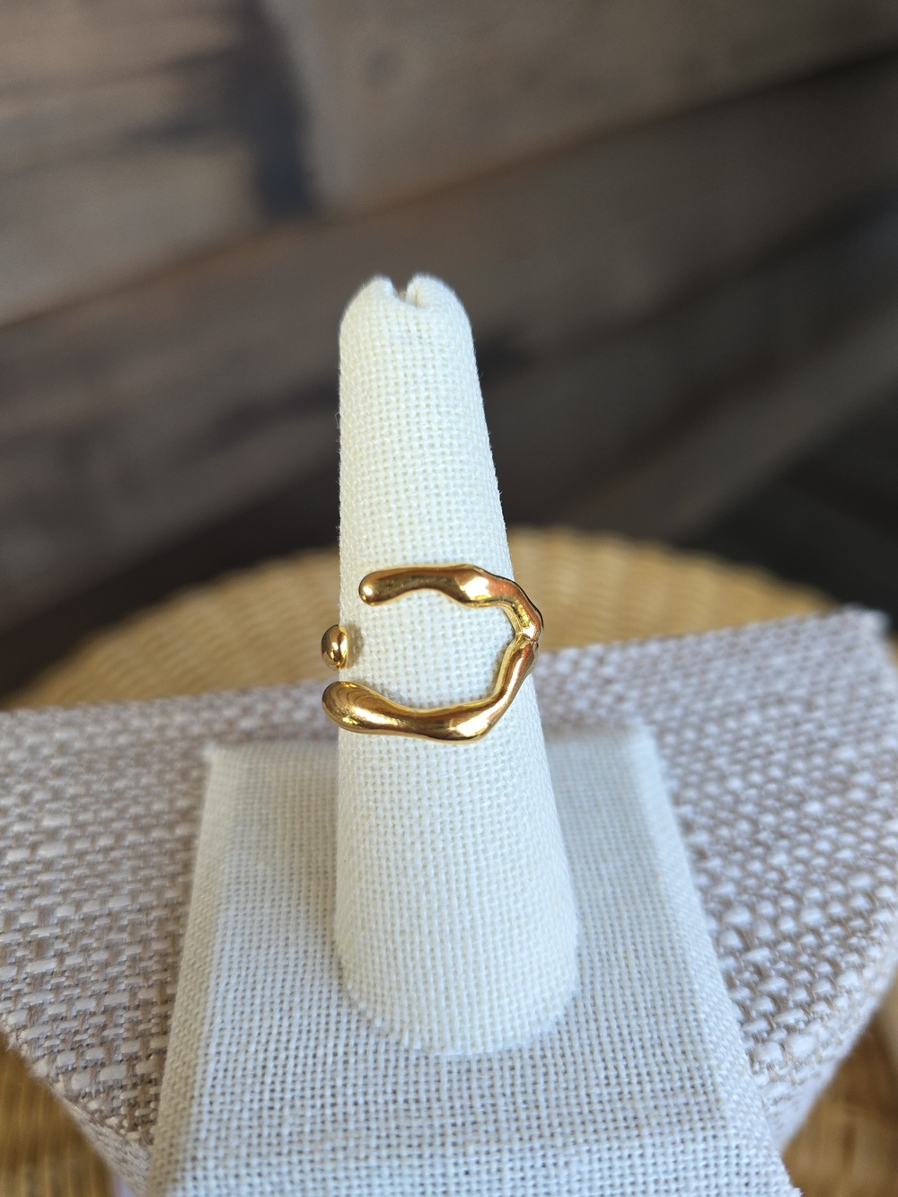 NWOT Fashion Textured Gold-tone Open Cuff Ring Sz 7